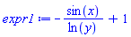 -sin(x)/ln(y)+1