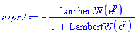 -LambertW(exp(p))/(1+LambertW(exp(p)))