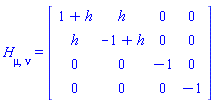H[mu, nu] = Matrix(%id = 18446744078474560566)