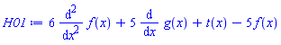 6*(diff(diff(f(x), x), x))+5*(diff(g(x), x))+t(x)-5*f(x)