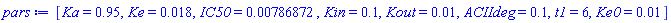 [Ka = .95, Ke = 0.18e-1, IC50 = 0.786872e-2, Kin = .1, Kout = 0.1e-1, ACIIdeg = .1, t1 = 6, Ke0 = 0.1e-1]