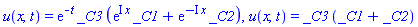 u(x, t) = exp(-t)*_C3*(exp(I*x)*_C1+exp(-I*x)*_C2), u(x, t) = _C3*(_C1+_C2)
