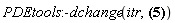 PDEtools:-dchange(itr, upsilon(xi, tau) = (1/315)*(315*(Sum(16*sin((1/2)*n*xi)*sin(n*tau)*((-1)^n-1)/(Pi*n^2*(n^2-16)), n = 5 .. infinity))*Pi+672*sin(tau)*sin((1/2)*xi)+160*sin((3/2)*xi)*sin(3*tau))/Pi)