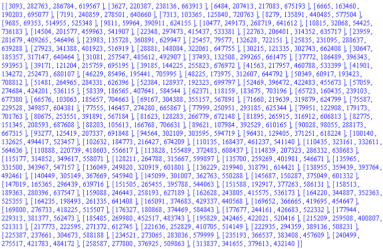 [[3093, 282763, 286784, 619567], [3627, 220387, 238136, 663913], [6484, 207413, 217083, 675193], [6665, 163460, 190203, 695077], [7191, 240859, 278501, 640660], [7313, 103365, 125840, 720763], [8279, 135891, 440485, 577504], [9685, 69353, 514955, 525348], [9811, 59964, 390911, 624155], [10477, 249173, 268719, 641612], [10815, 32068, 54425, 736183], [14504, 201577, 459963, 541907], [22348, 297473, 415437, 533381], [22763, 206401, 314352, 635717], [23959, 281679, 409265, 546496], [23983, 135728, 360891, 629947], [25457, 79577, 132628, 722151], [25835, 231095, 288637, 639288], [27923, 341388, 401923, 516919], [28881, 148084, 322061, 647755], [30215, 121335, 302743, 662408], [30647, 185357, 317147, 640464], [31081, 257547, 485612, 492907], [37493, 132508, 299265, 661475], [37772, 186489, 396343, 593953], [39171, 121204, 215759, 695195], [39185, 144225, 255823, 676972], [41563, 217957, 460788, 533399], [41901, 134272, 252473, 680107], [46229, 85496, 195441, 705995], [48225, 173975, 312607, 644792], [50349, 60917, 193423, 708812], [51481, 264965, 284331, 626396], [52384, 128937, 192323, 699797], [52469, 396472, 422483, 455673], [57059, 274684, 424201, 536115], [58339, 186565, 407641, 584544], [62371, 118159, 183675, 703196], [65723, 160435, 239103, 677380], [66576, 103063, 185657, 704663], [69167, 304388, 355157, 567891], [71660, 219639, 319879, 624799], [75587, 229528, 349857, 604381], [77555, 146457, 274280, 665867], [77999, 250951, 293185, 625344], [79951, 122908, 179173, 701763], [80675, 253551, 391891, 567184], [81623, 128283, 266779, 672148], [81895, 265915, 316912, 606813], [82775, 151345, 208593, 687608], [88203, 105613, 166768, 706631], [89621, 107984, 392529, 610165], [90028, 98055, 288173, 667315], [93277, 125419, 207337, 691848], [94564, 302109, 303595, 594719], [96431, 129405, 371251, 618224], [100140, 132625, 494417, 523457], [102632, 184773, 216427, 674209], [110135, 168437, 461237, 541140], [110435, 323161, 332611, 564636], [110888, 220739, 418603, 556617], [113828, 155489, 372483, 608437], [114839, 207323, 286332, 638683], [115177, 314852, 349617, 558071], [128211, 264788, 315667, 599897], [135700, 259269, 401981, 546671], [135965, 331500, 343967, 547157], [136049, 249820, 320919, 601801], [136229, 219940, 318791, 614421], [138955, 359439, 393764, 492461], [140449, 305149, 367669, 545940], [145099, 301007, 362763, 550288], [145687, 150287, 375049, 601332], [147019, 165365, 296439, 639716], [151505, 265455, 395788, 544063], [151588, 192917, 377263, 586131], [158513, 189363, 280396, 637547], [159088, 246443, 258193, 627189], [162628, 243805, 415575, 536173], [164220, 344887, 352363, 525355], [164235, 198493, 261335, 641408], [165091, 374683, 429337, 440568], [169652, 366665, 419695, 454647], [169800, 276733, 418225, 515507], [176327, 180868, 374469, 584843], [177677, 244161, 426683, 522332], [177944, 229313, 381377, 562473], [185485, 269980, 452517, 483743], [195829, 242465, 422021, 520416], [215209, 259508, 400807, 521313], [217773, 222595, 271372, 612745], [221636, 252829, 410705, 514149], [222935, 294359, 389136, 508231], [225387, 237661, 304673, 588188], [234521, 273065, 283036, 579999], [235193, 366537, 383408, 457609], [240499, 275517, 421783, 484172], [258587, 277800, 376925, 509863], [313837, 341655, 379613, 432140]]