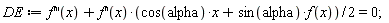 DE := diff(f(x), x, x, x)+(1/2)*(diff(f(x), x, x))*(cos(alpha)*x+sin(alpha)*f(x)) = 0