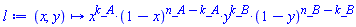 proc (x, y) options operator, arrow; x^k_A*(1-x)^(n_A-k_A)*y^k_B*(1-y)^(n_B-k_B) end proc