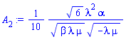 (1/10)*6^(1/2)*lambda^2*alpha/((beta*lambda*mu)^(1/2)*(-lambda*mu)^(1/2))