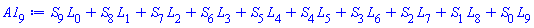 L[0]*S[9]+L[1]*S[8]+L[2]*S[7]+L[3]*S[6]+L[4]*S[5]+L[5]*S[4]+L[6]*S[3]+L[7]*S[2]+L[8]*S[1]+L[9]*S[0]