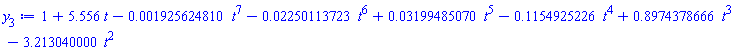 1+5.556*t-0.1925624810e-2*t^7-0.2250113723e-1*t^6+0.3199485070e-1*t^5-.1154925226*t^4+.8974378666*t^3-3.213040000*t^2