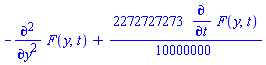 -(diff(diff(F(y, t), y), y))+(2272727273/10000000)*(diff(F(y, t), t))