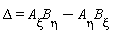 Delta = `A__&xi;`*`B__&eta;`-`B__&xi;`*`A__&eta;`