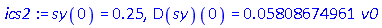 sy(0) = .25, (D(sy))(0) = 0.5808674961e-1*v0