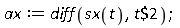 ax := diff(sx(t), `$`(t, 2));