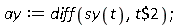 ay := diff(sy(t), `$`(t, 2));