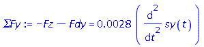-Fz-Fdy = 0.28e-2*(diff(diff(sy(t), t), t))