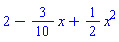 2-(3/10)*x+(1/2)*x^2