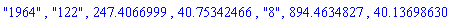 "1964", "122", 247.4066999, 40.75342466, "8", 894.4634827, 40.13698630