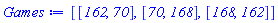 [[`162`, `70`], [`70`, `168`], [`168`, `162`]]