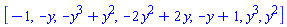 [-1, -y, -y^3+y^2, -2*y^2+2*y, -y+1, y^3, y^2]