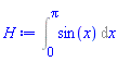 Int(sin(x), x = 0 .. Pi)