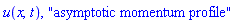 u(x, t), "asymptotic momentum profile"