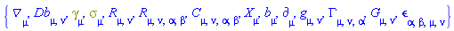 {Physics:-D_[mu], Db[mu, nu], Physics:-Dgamma[mu], Physics:-Psigma[mu], Physics:-Ricci[mu, nu], Physics:-Riemann[mu, nu, alpha, beta], Physics:-Weyl[mu, nu, alpha, beta], b[mu], Physics:-d_[mu], Physics:-g_[mu, nu], Physics:-Christoffel[mu, nu, alpha], Physics:-Einstein[mu, nu], Physics:-LeviCivita[alpha, beta, mu, nu], Physics:-SpaceTimeVector[mu](X)}