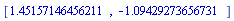 [1.45157146456211, -1.09429273656731]
