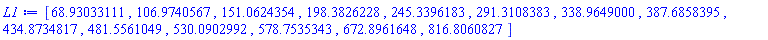 [68.93033111, 106.9740567, 151.0624354, 198.3826228, 245.3396183, 291.3108383, 338.9649000, 387.6858395, 434.8734817, 481.5561049, 530.0902992, 578.7535343, 672.8961648, 816.8060827]