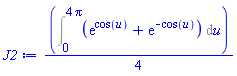 (1/4)*(Int(exp(cos(u))+exp(-cos(u)), u = 0 .. 4*Pi))