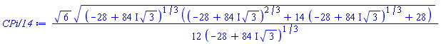 (1/12)*6^(1/2)*((-28+(84*I)*3^(1/2))^(1/3)*((-28+(84*I)*3^(1/2))^(2/3)+14*(-28+(84*I)*3^(1/2))^(1/3)+28))^(1/2)/(-28+(84*I)*3^(1/2))^(1/3)
