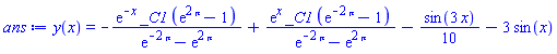 y(x) = -exp(-x)*_C1*(exp(2*Pi)-1)/(exp(-2*Pi)-exp(2*Pi))+exp(x)*_C1*(exp(-2*Pi)-1)/(exp(-2*Pi)-exp(2*Pi))-(1/10)*sin(3*x)-3*sin(x)