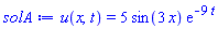 u(x, t) = 5*sin(3*x)*exp(-9*t)