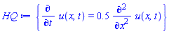 {diff(u(x, t), t) = .5*(diff(diff(u(x, t), x), x))}