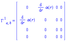 Physics:-Christoffel[`~1`, a, b] = Matrix(%id = 18446744078397546358)