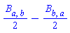 (1/2)*B[a, b]-(1/2)*B[b, a]