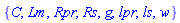 {C, Lm, Rpr, Rs, g, lpr, ls, w}