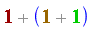 Parse:-ConvertTo1D, "invalid input %1", `%+`(Typesetting:-mn("1", mathcolor = "#AA0000", size = "16", fontweight = "bold"), `%+`(Typesetting:-mn("1", mathcolor = "#805500", size = "16", fontweight = "bold"), Typesetting:-mn("1", mathcolor = "#00D500", size = "16", fontweight = "bold")))