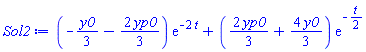 (-(1/3)*y0-(2/3)*yp0)*exp(-2*t)+((2/3)*yp0+(4/3)*y0)*exp(-(1/2)*t)