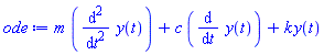 m*(diff(diff(y(t), t), t))+c*(diff(y(t), t))+k*y(t)