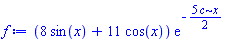 (8*sin(x)+11*cos(x))*exp(-(5/2)*c*x)