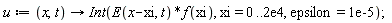u := proc (x, t) options operator, arrow; Int(E(x-xi, t)*f(xi), xi = 0 .. 0.2e5, epsilon = 0.1e-4) end proc;