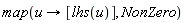 map(proc (u) options operator, arrow; [lhs(u)] end proc, NonZero)