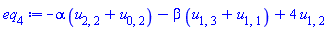 -alpha*(u[2, 2]+u[0, 2])-beta*(u[1, 3]+u[1, 1])+4*u[1, 2]