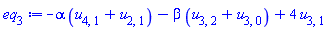 -alpha*(u[4, 1]+u[2, 1])-beta*(u[3, 2]+u[3, 0])+4*u[3, 1]