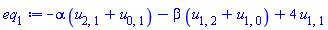 -alpha*(u[2, 1]+u[0, 1])-beta*(u[1, 2]+u[1, 0])+4*u[1, 1]