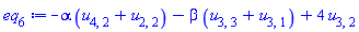 -alpha*(u[4, 2]+u[2, 2])-beta*(u[3, 3]+u[3, 1])+4*u[3, 2]