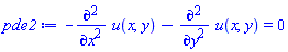 pde2 := -(diff(u(x, y), x, x))-(diff(u(x, y), y, y)) = 0