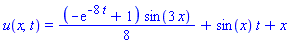 u(x, t) = (1/8)*(-exp(-8*t)+1)*sin(3*x)+sin(x)*t+x