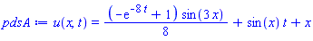u(x, t) = (1/8)*(-exp(-8*t)+1)*sin(3*x)+sin(x)*t+x