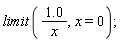 limit(1.0/x, x = 0)
